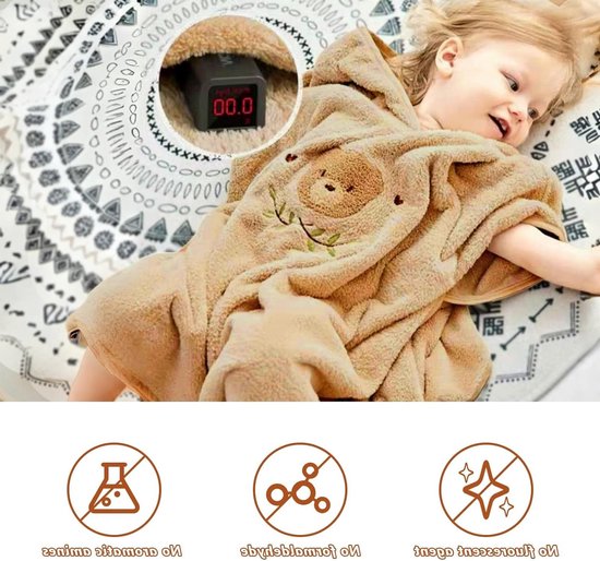 Badponcho voor Baby en Peuter (0-3 jaar) - Capuchon Handdoek met Dierenprint - Zacht & Zeer Absorberend — afbeelding 5