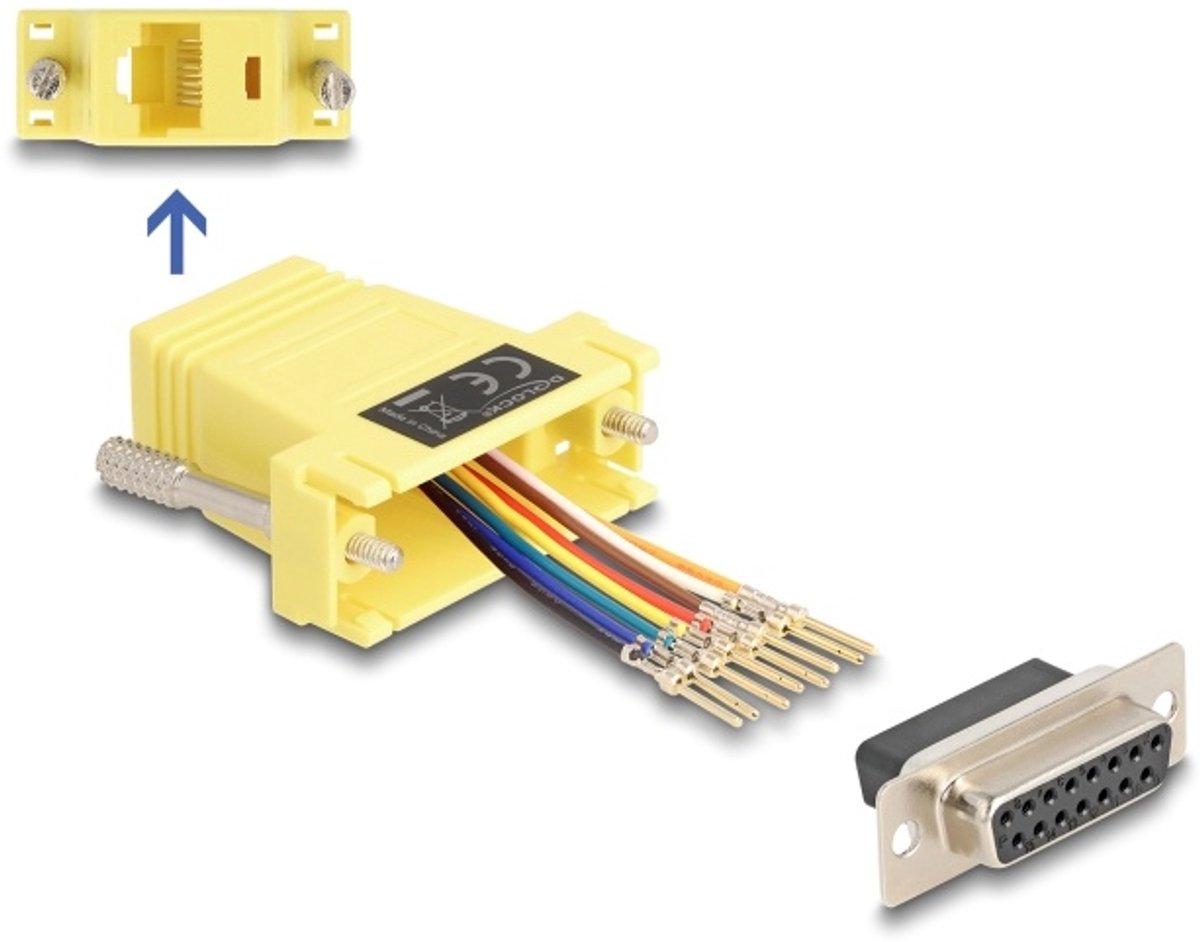 Delock D-Sub 15 pin female to RJ45 female Assembly Kit yellow