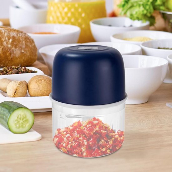 Elektrische Knoflookhakker - Keukenmachine Mini - Snel Ingrediënten Snijden - Draadloos en Compact - 9.6 x 9.5 x 9.6 cm — afbeelding 2