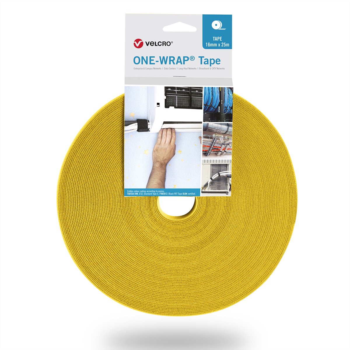 VELCRO® One Wrap® Klittenband - 16 mm breed - 25 meter - Geel