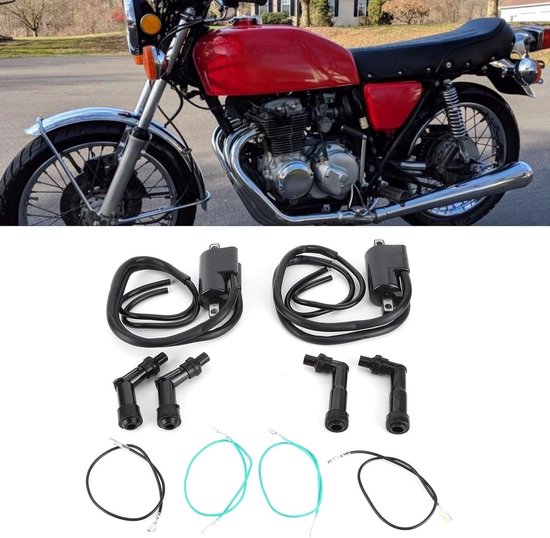 Aluminiumlegering ontstekingsspoel en bougie set met bougiehoes geschikt voor CB350F, CB400F, CB500 en CB550 — afbeelding 5