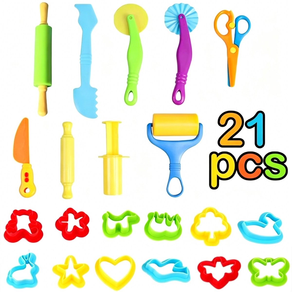 21-delig Klei Accessoire Set - Kindergereedschap voor Plasticine - Boetseergereedschap - Educatief Speelgoed Cadeau voor Jongens en Meisjes - DIY Boetseerklei
