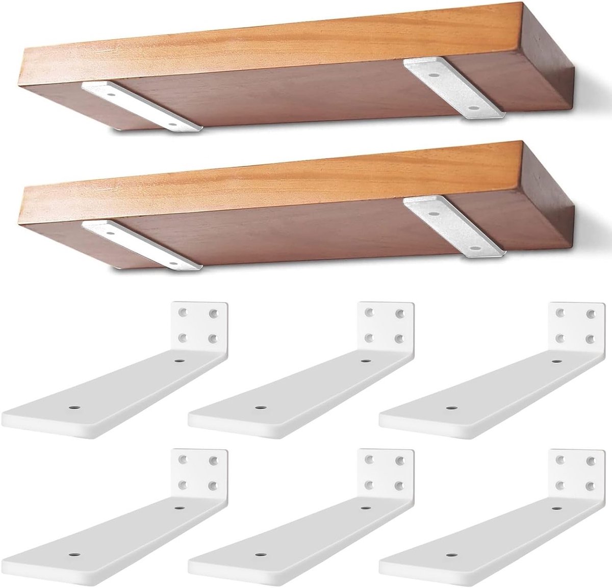 Stevige Plankdragers 30 cm - 6 Stuks Wandplank Steun voor Boekenplank, Metalen Plankhouders voor Wandmontage