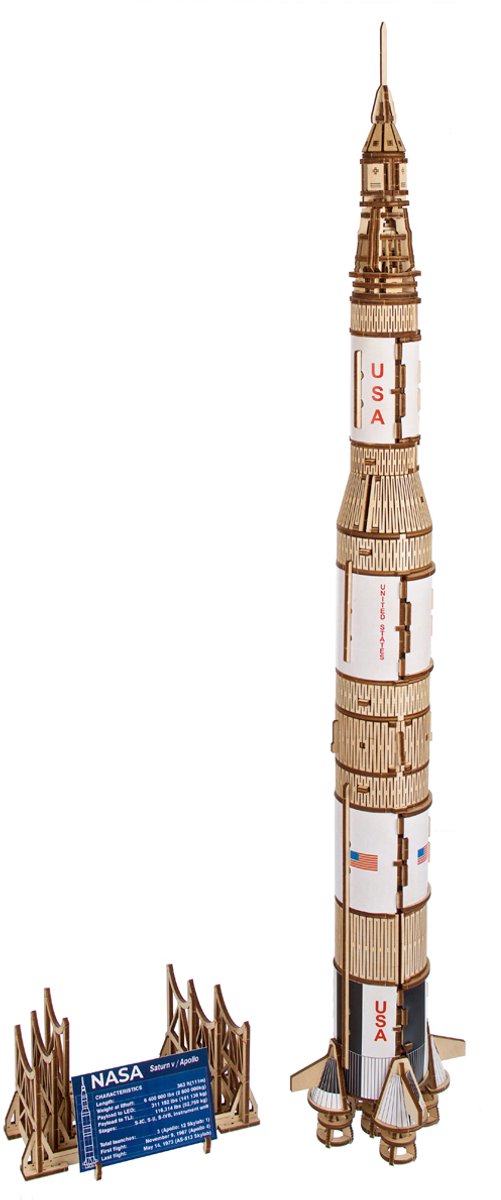 UGEARS 3D Modelbouw - Nasa Saturn V - Mechanisch Bouwpakket Hout - Educatief Speelgoed — afbeelding 17