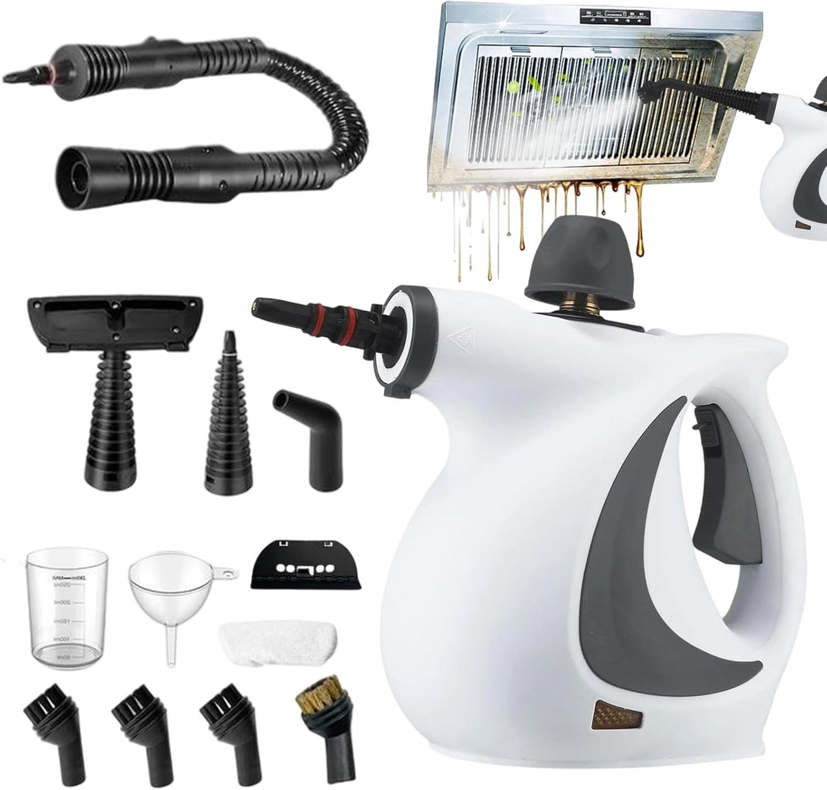 Stoomreiniger - Handstoomreiniger - Grondig Reinigen - 12 Accessoires - 1050W - Wit