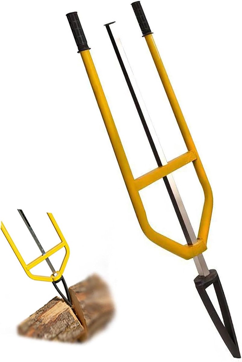 Handmatige Houtklover - Brandhoutsplijter Traagheid - Efficiënt Brandhout Maken - Gehard Staal Punt - Tot 100 cm - Geel