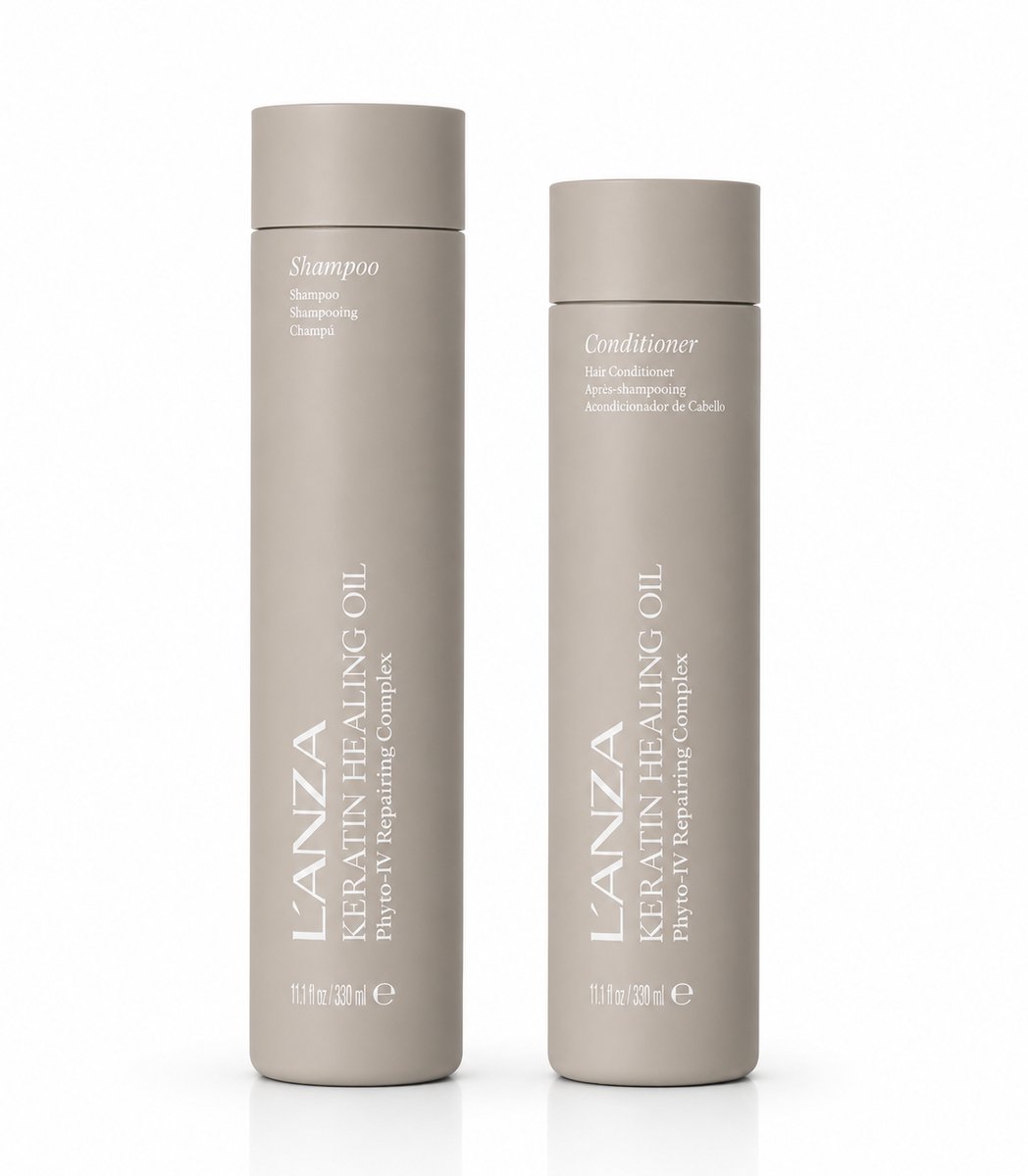 L'Anza - Healing Oil Set - Lustrous Shampoo + Conditioner + Ontwarborstel - Beschadigd Haar Pakket