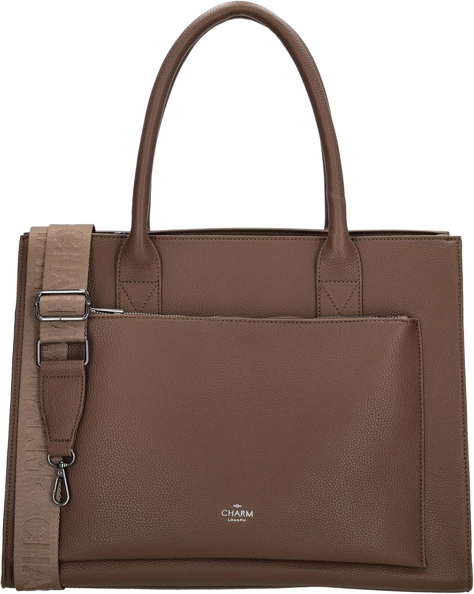 Shopper Laptoptas Dames - Business Uni Tas - Veilig Laptop Vervoer - Gevoerd Laptopvak - 40x13x32 cm - Mokka