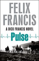 Boekomslag van "Pulse" van Felix Francis. EenEKG-lijn vormt de titel, met renpaarden op een renbaan.