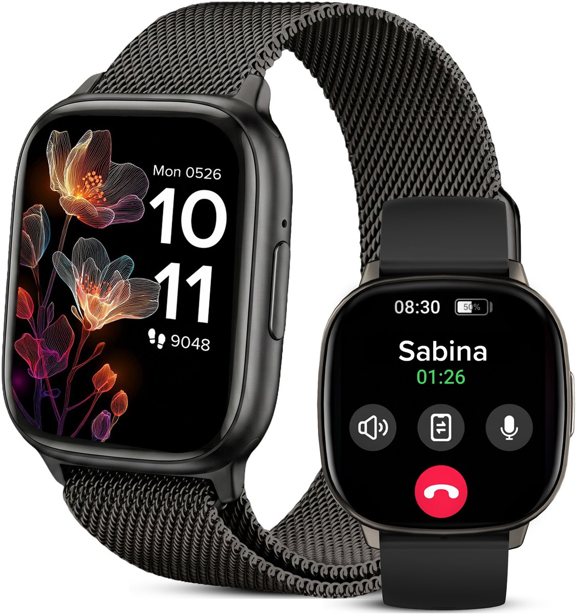 Avalue Smartwatch Dames & Heren - 1,8" AMOLED - Bluetooth Bellen - Hartslag & Bloedzuurstof - Slaaptracker - - Meerdere Sportmodi - Geschikt voor Android en iOS - Zwart