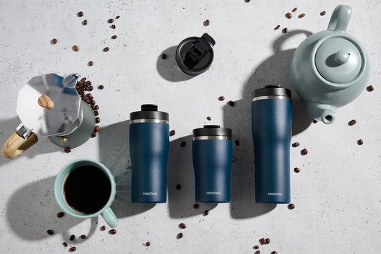Thermo To Go beker - Koffiebeker RVS - Drinken onderweg - Lekvrij dubbel sluitsysteem - 05 liter - Blauw — afbeelding 3