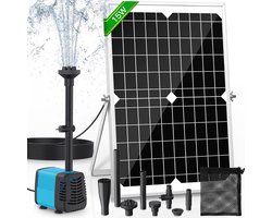HEZIVO® Vijverpomp op Zonne energie - Solar Fontein - Fonteinpomp - 4 Sproeimodellen en Filterzak - 720 l/h
