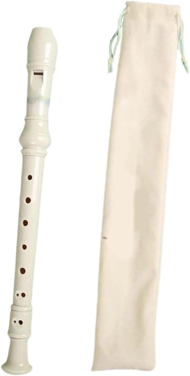 Houten Blokfluit - Sopraan C - Muziek Leren - 8 Gaten Barok - 32 cm - Crèmewit