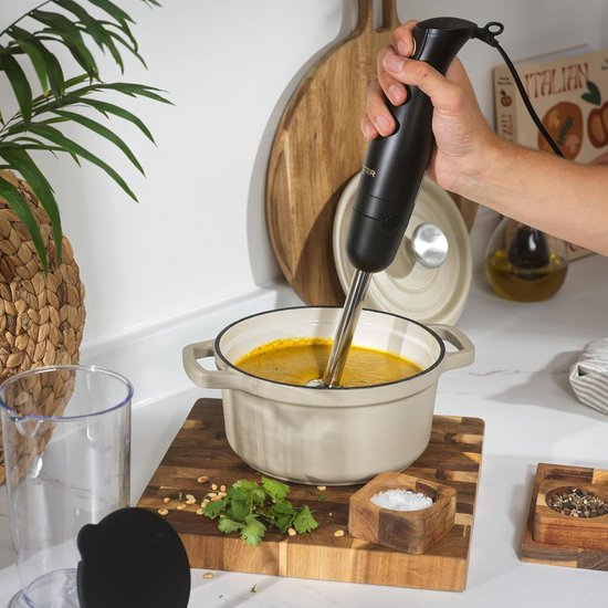 Handmixerset 3-in-1 - Keukenmixer Hakmolen - Eten Bereiden - Twee Snelheden - 500 ml Kom - Zwart Goud — afbeelding 3