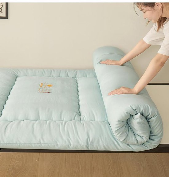 Vloermatras Futon - Logeerbed Mat - Comfortabel Slapen - Extra Dik Gewatteerd - 120x200cm - Blauw — afbeelding 3
