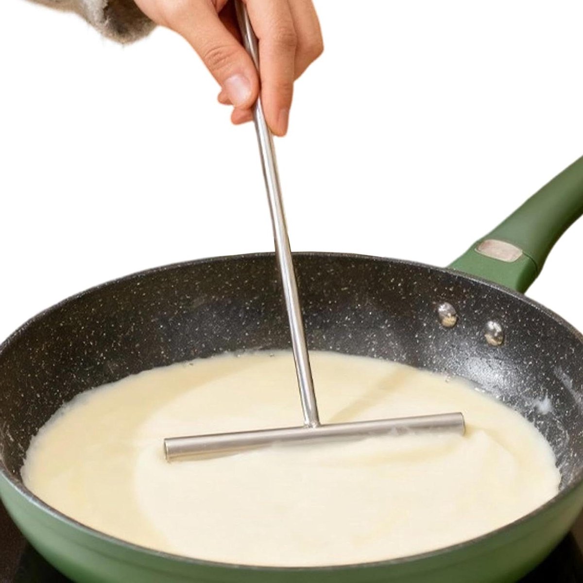 Beslag Dispenser - Crêpe Maker - Bakken Thuis - Ergonomisch Handvat - 18.5 x 26 cm - Zilver