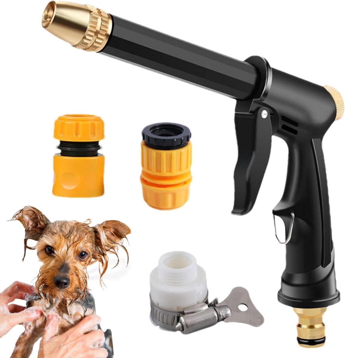 Tuinslang Sproeier - Hogedruk Nozzle - Tuin Water Geven - Verstelbare Straal - 21 cm - Grijs