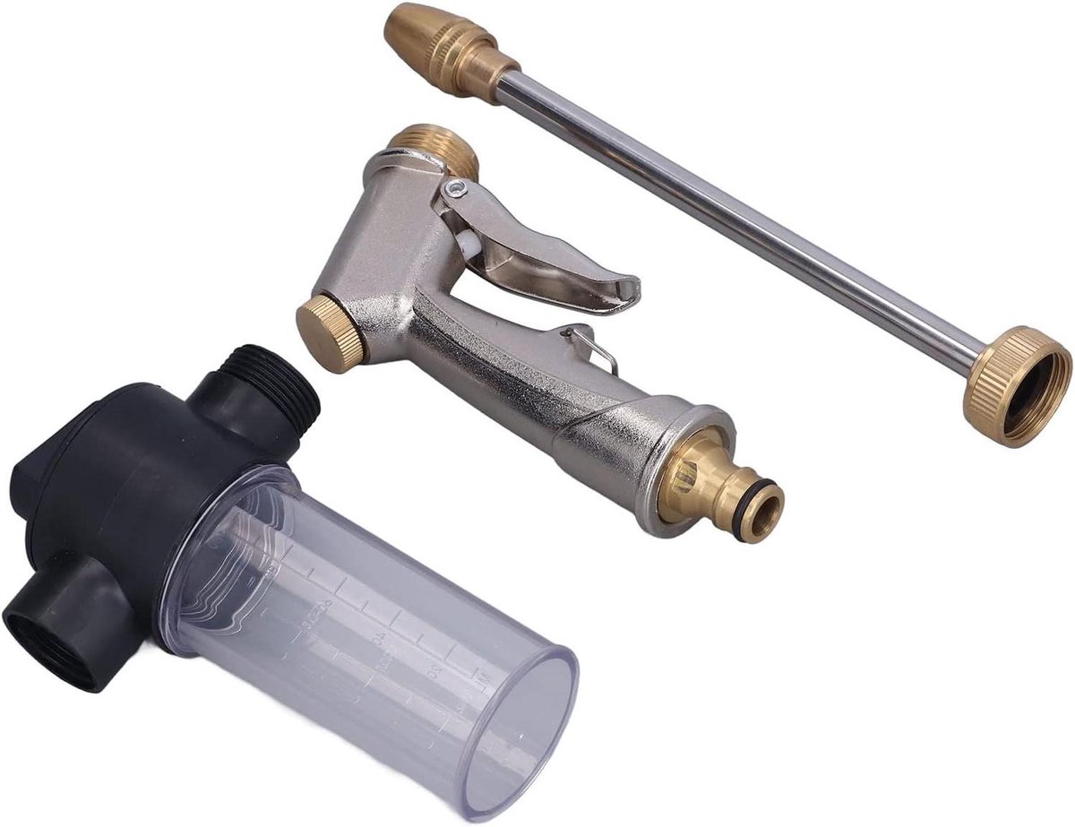Hogedruk Waterpistool - Tuinslang Nozzle - Tuin Reinigen - Verstelbare Waterstraal - 1/2 Inch Koppeling - Zilverkleurig