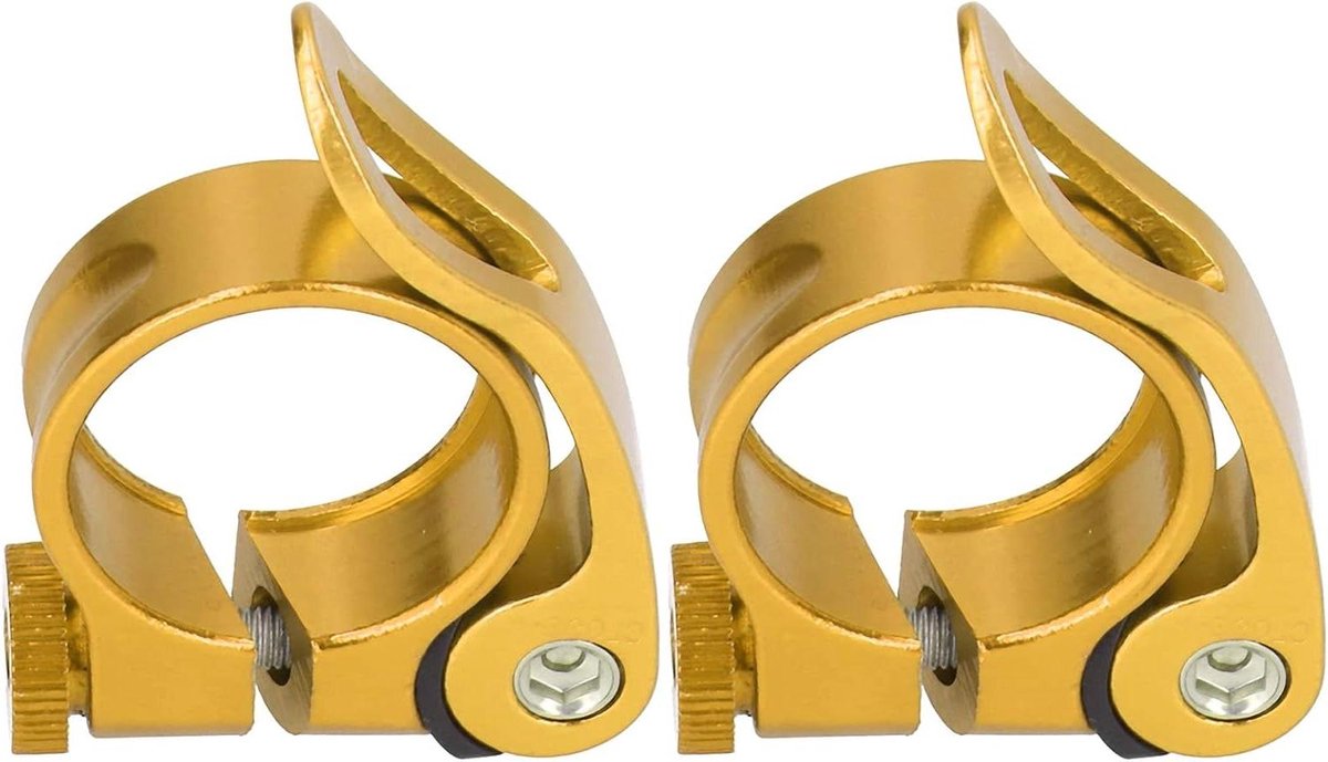 Zadelpenklem Quick Release - Fietszadel Klem - Fietsaanpassing - Gereedschapsloze Verstelling - 318 mm - Goud