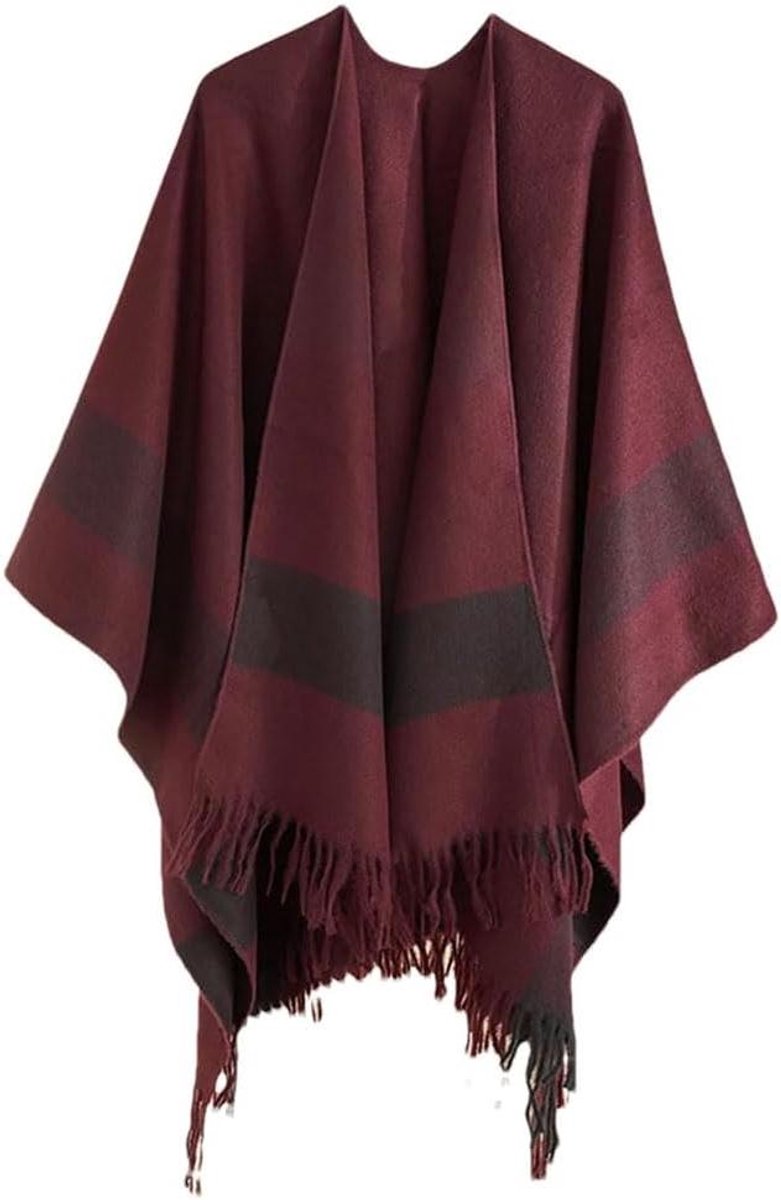 Dames Omslagdoek - Warme Cape - Stijlvol Layeren - Multifunctioneel Ontwerp - One Size - Wijnrood