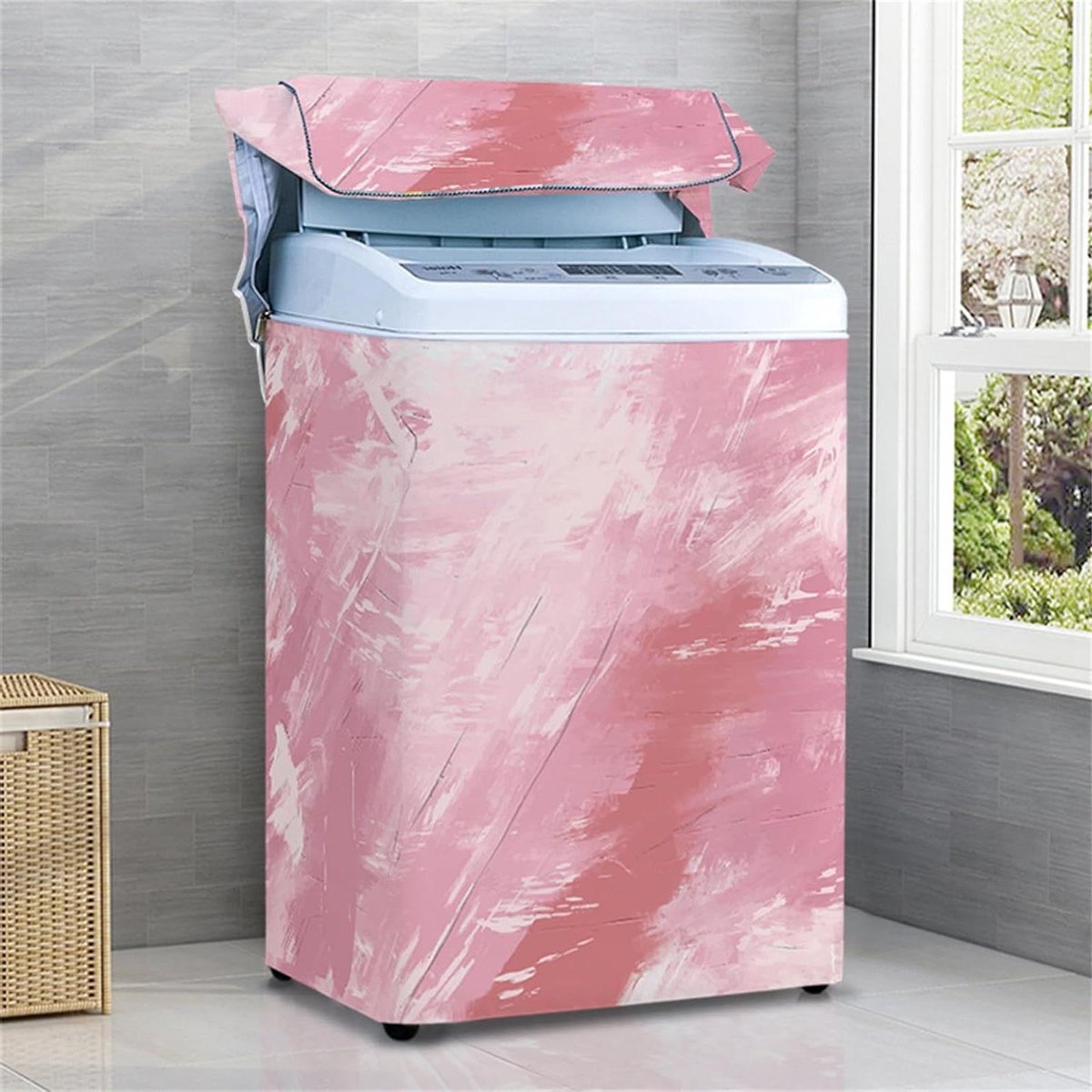 Wasmachinehoes Droger Protector Apparaat Beschermen Handig Ritsontwerp XXL 9.5-10kg Olie op Canvas