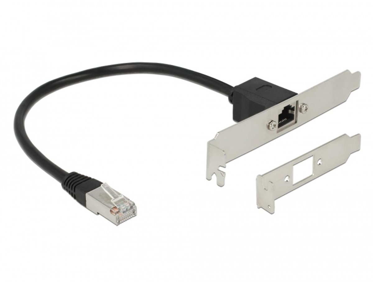 Netwerkextensiekabel RJ45 CAT.5E 30 cm met standaard en low profile slotbeugel