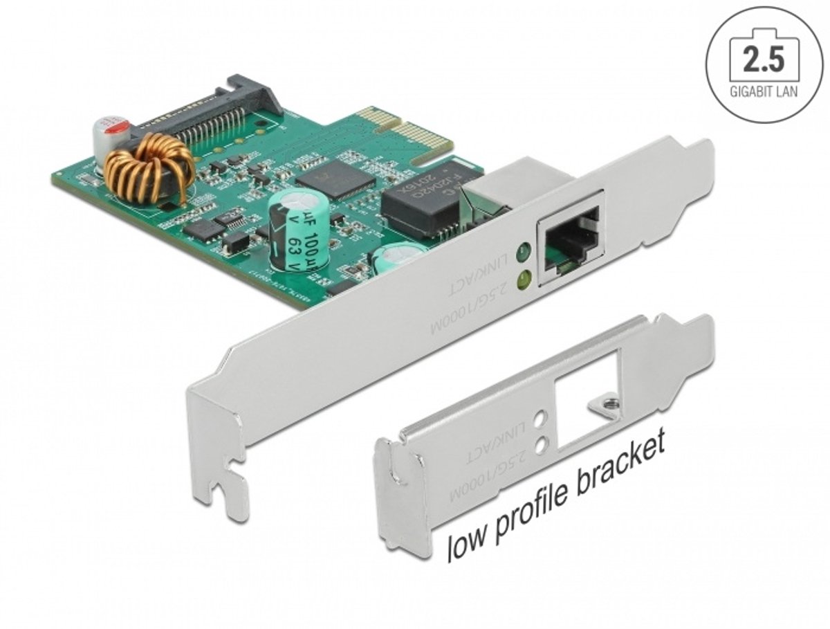 Delock PCI Express x1 Card 1 x RJ45 2.5 Gigabit LAN PoE+ RTL8125