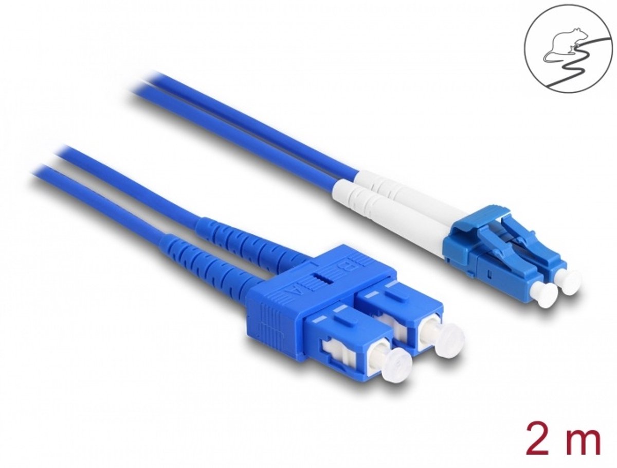 Vezel optische kabel met metalen Armouring LC Duplex naar SC Duplex Singlemode OS2 2 m