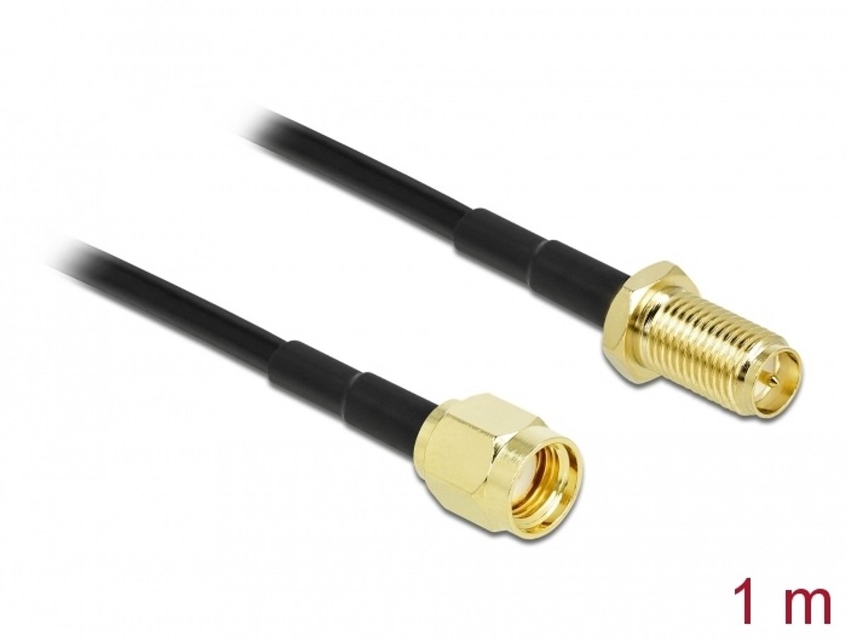 Antennekabel RP-SMA-plug naar RP-SMA-aansluiting LMR/CFD100 1 m Laag verlies