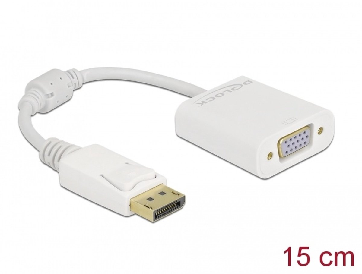 Adapter DisplayPort 1.2 Man naar VGA vrouwelijk wit