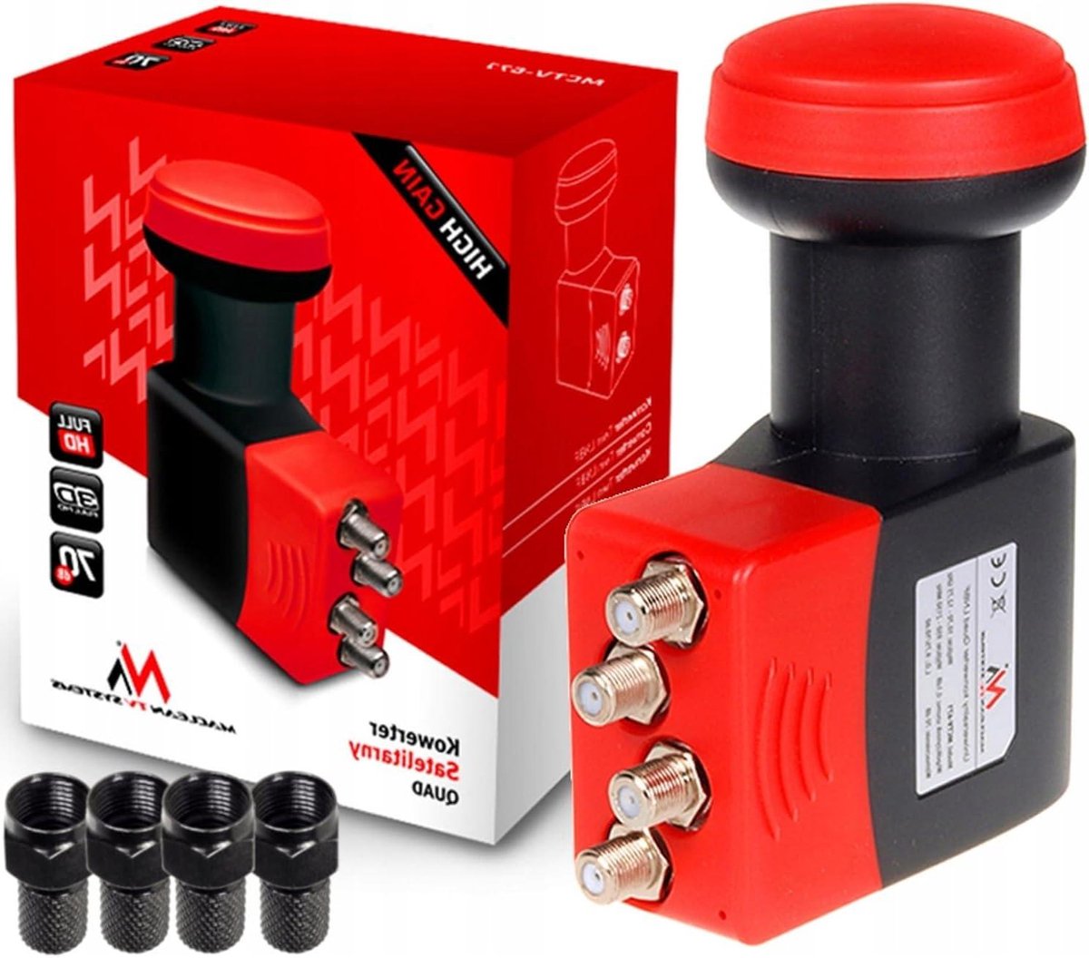 Satelliet Ontvanger LNB - Quad LNB - Digitale TV Kijken - 0.1 dB Geluid - Full HD - Wit