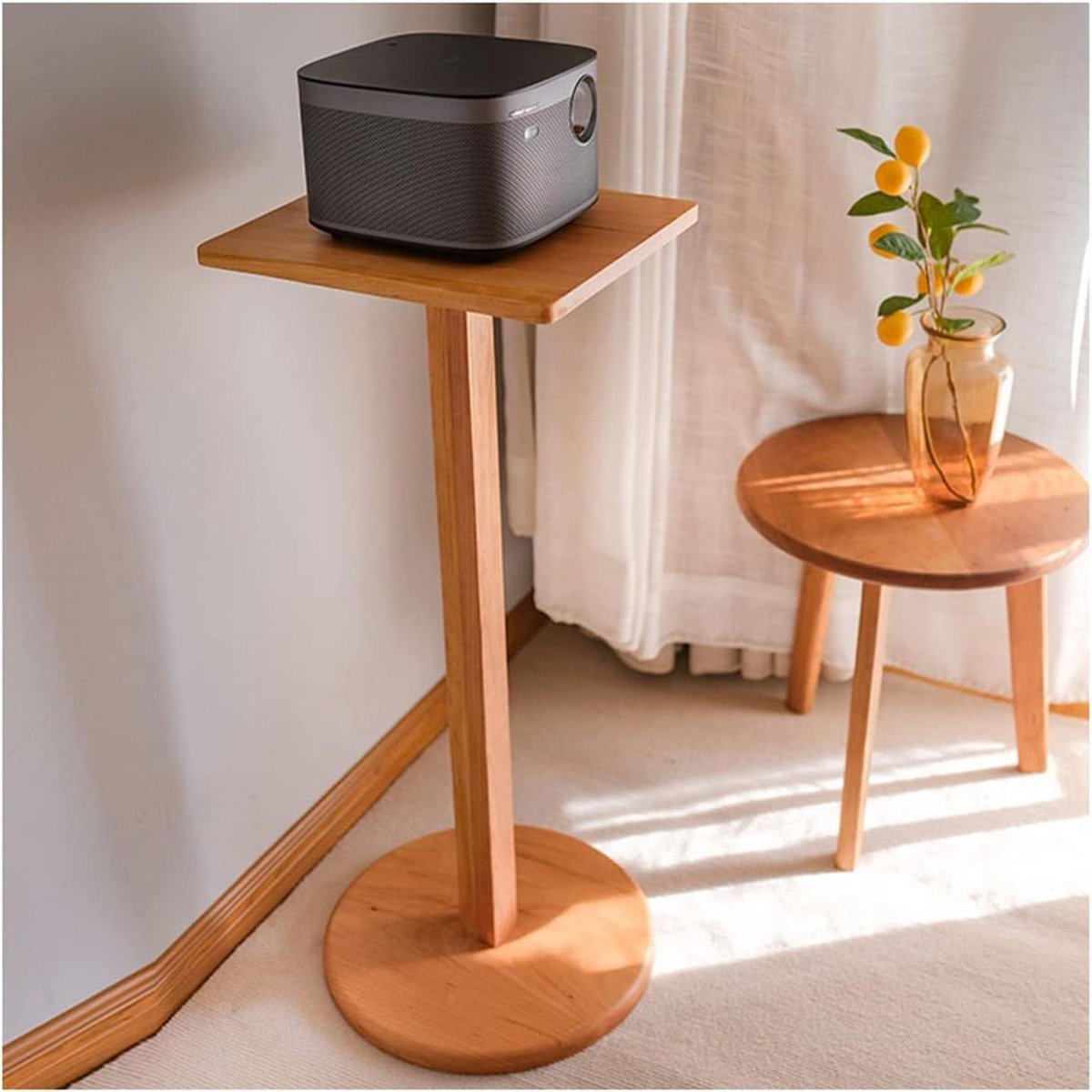 Projectorstandaard - Vloerstandaard - Presentaties Geven - Robuust Houten Ontwerp - 31.5 inch Hoogte - Houtkleur