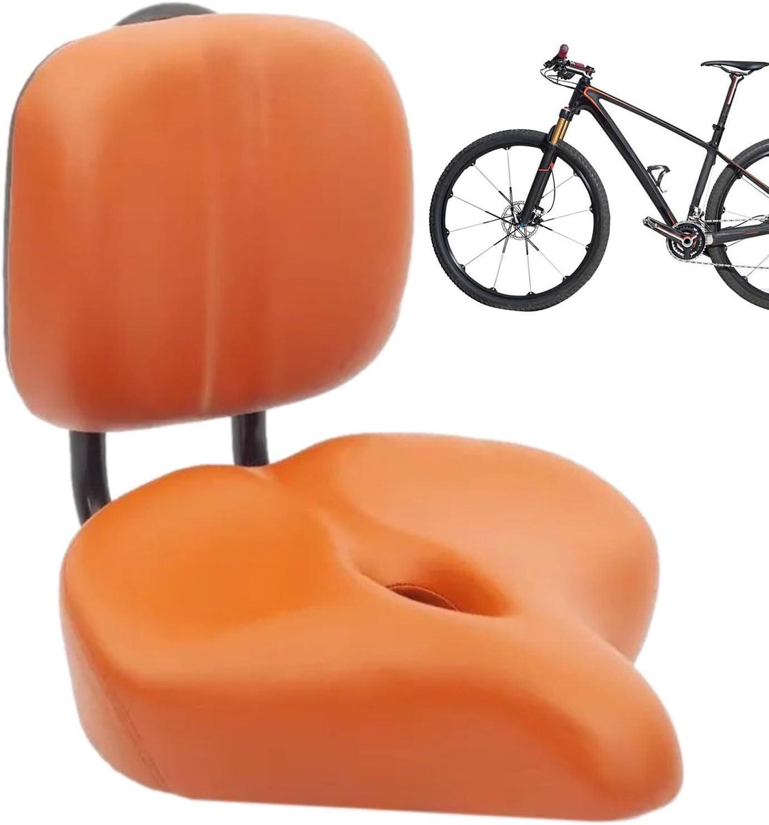 Fietszadel met rugleuning - Comfort zadel - Comfortabel fietsen - Schokabsorberend geheugen - 33 x 30 cm - Bruin