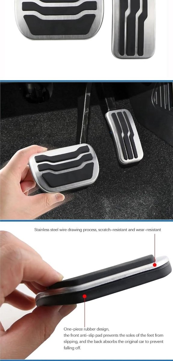 Pedaalhoezen Auto - Voetpedaal Covers - Verbeteren Rijervaring - Antislip Oppervlak - Roestvrij Staal - One Color — afbeelding 5