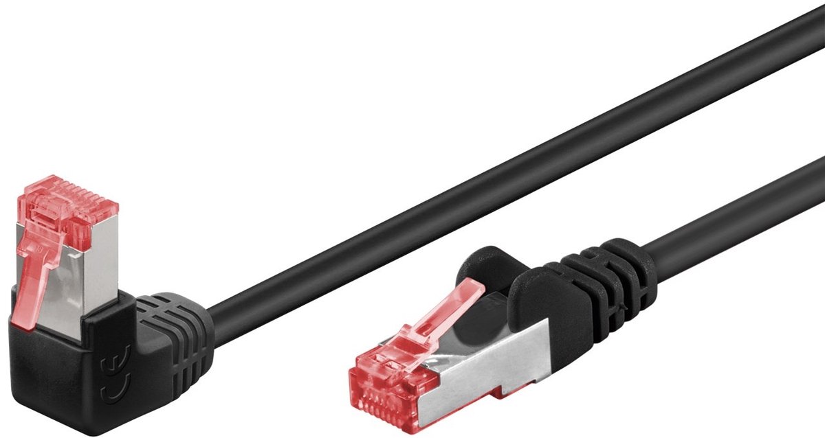 S/FTP CAT6 Gigabit Netwerkkabel - 1 kant haaks - CU - LSZH - 3 meter - Zwart