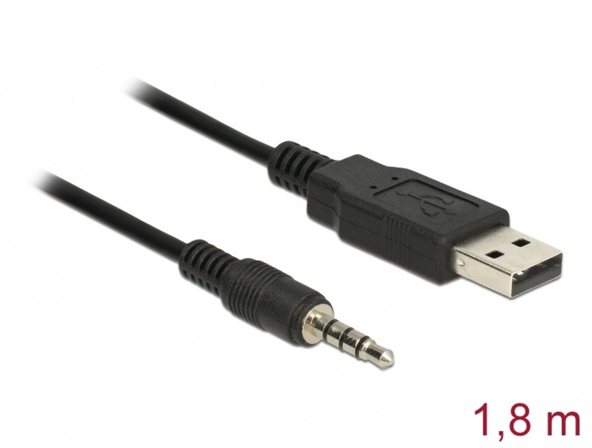 Image of Delock Converter USB 2.0 Type-A male to Serial TTL 3.5 mm 4 pin stereo jack 1.8 m (5 V)