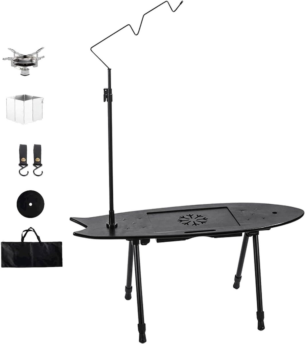 Opvouwbare campingtafel - Draagbare bijzettafel - Buitenactiviteiten en reizen - Verstelbare hoogte - Lichtgewicht ontwerp - Natuurlijk hout