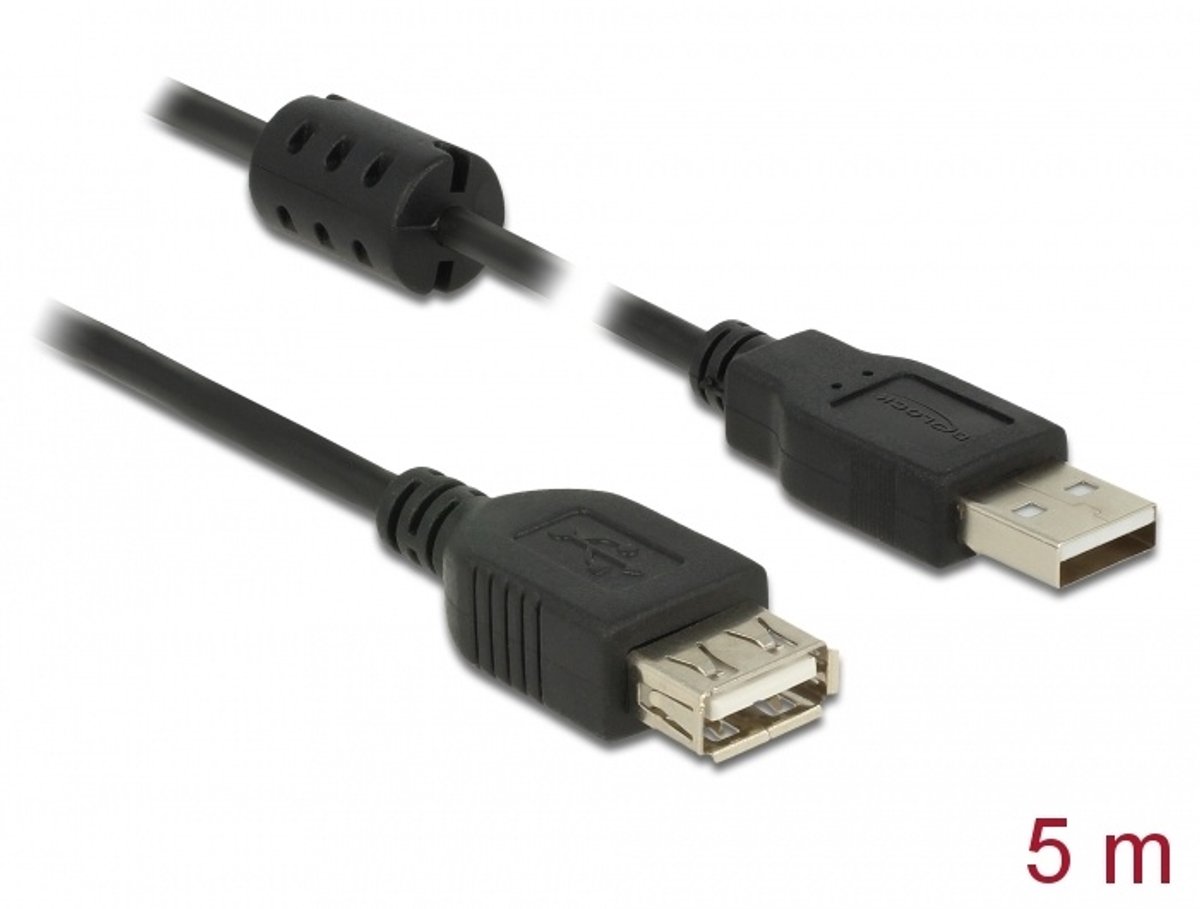 Verlengkabel USB 2.0 Type-A mannelijk naar USB 2.0 Type-A Vrouw 5.0 m Zwart