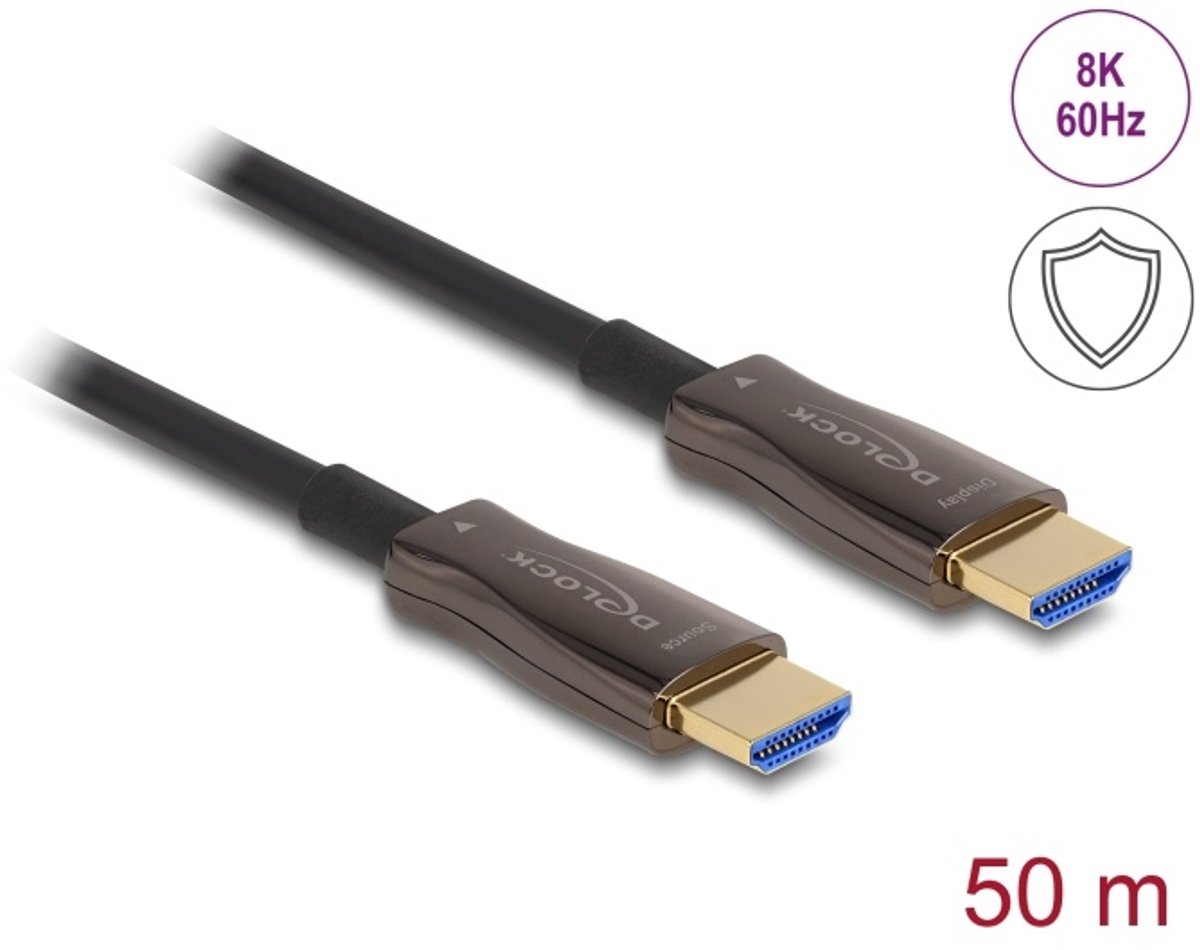 Delock Active Optical HDMI Cable with metal armouring 8K 60 Hz 50 m