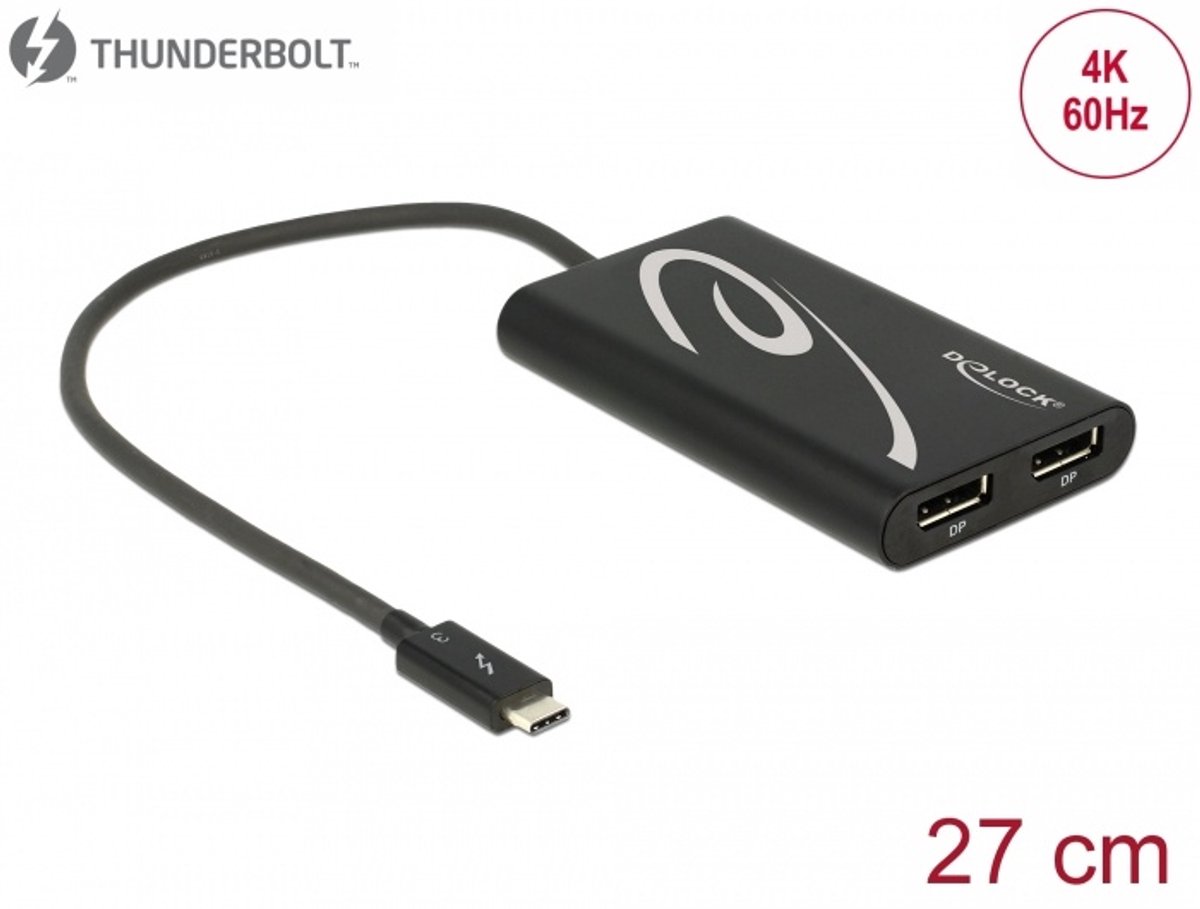 Adapter Thunderbolt 3 mannelijk> 2 x DisplayPort Vrouw 4K 60 Hz