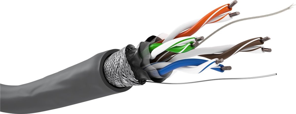 CAT5e FTP 305 meter internetkabel op rol stug grijs - netwerkkabel
