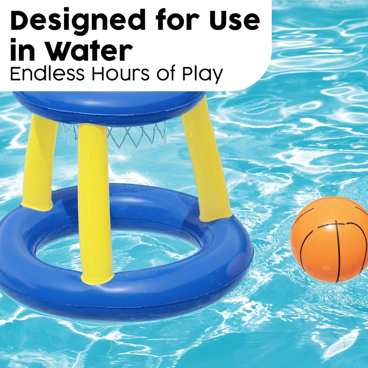 Opblaasbare Basketbal Zwembadset – Drijvend Zwembadspel met Basketbalring en Bal – Waterspel voor Kinderen en Volwassenen – Oranje
