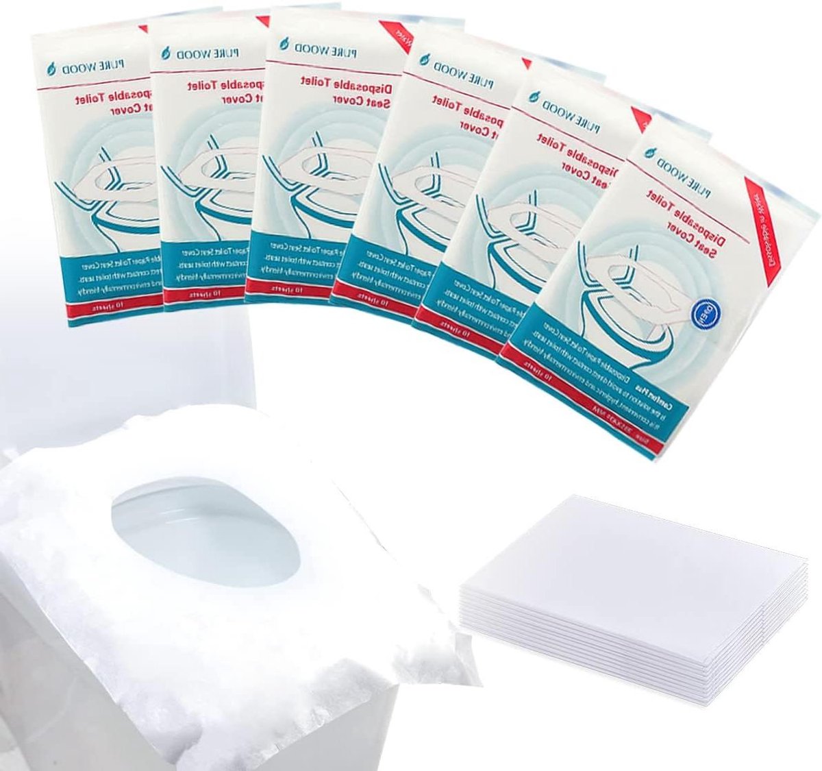 Wegwerp Toilet Hoezen - Toiletbrilhoezen Reis Toiletbril - Hygiënisch Toilet Gebruik - Universele Maat - 60 stuks - Wit