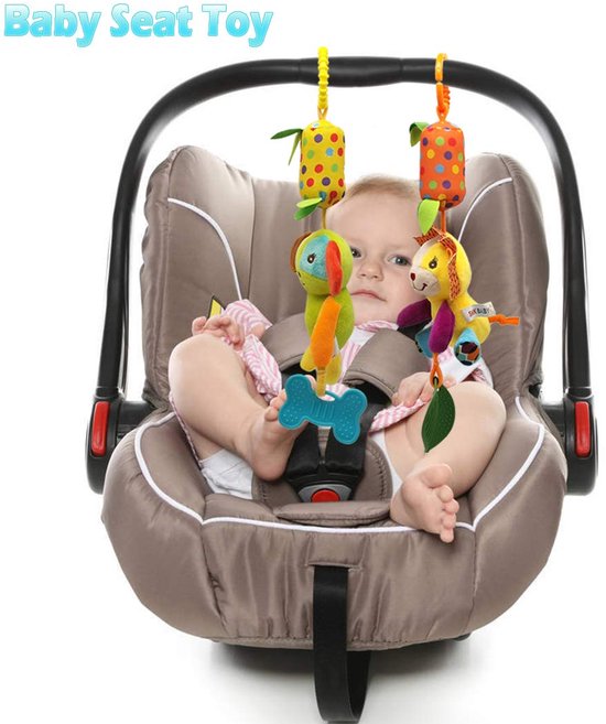 4 Stuks - Hangspeeltje - Kinderwagen speeltje - Wagenspanner - Rammelaar - Windgong - Baby Boxmobiel - Mobiel Dieren - Baby speelgoed - Knuffeldier - Muziekhanger Baby - Decoratie voor boven Bed, Box, Babykamer Accessoire - Baby cadeau - Stijl B — afbeelding 3