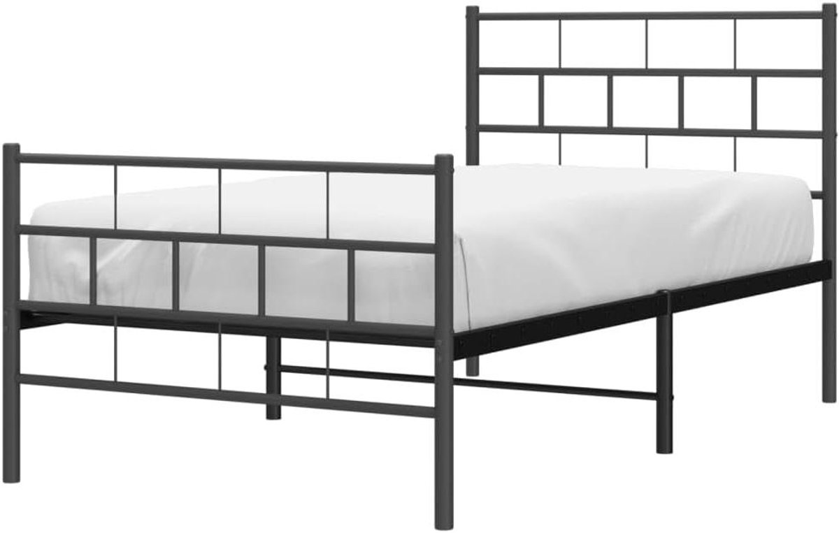 Metalen Bedframe - Ledikant Eenpersoons - Slaapkamer Inrichten - Met Hoofd- en Voeteneinde
