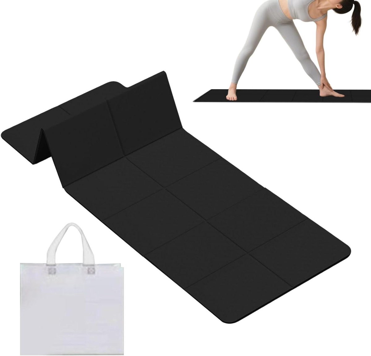 Draagbare yogamat - Oefenkussen fitness - Studio training - Scheurbestendig TPE - 6 mm dik - Zwart
