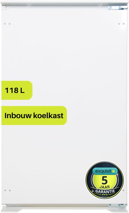 Inbouw koelkast Exquisit 118L energiezuinig 88 cm nis met vriesvak 4-sterren, groentelade, glazen plateaus