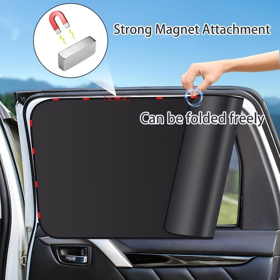 Zonwering voor in de auto - autogordijnen polyester zwart anti-uv voor auto baby kinderen huisdieren volwassenen zij-achterzonwering privacy 4 stuks - Zonnescherm van Easy Eagle — afbeelding 4