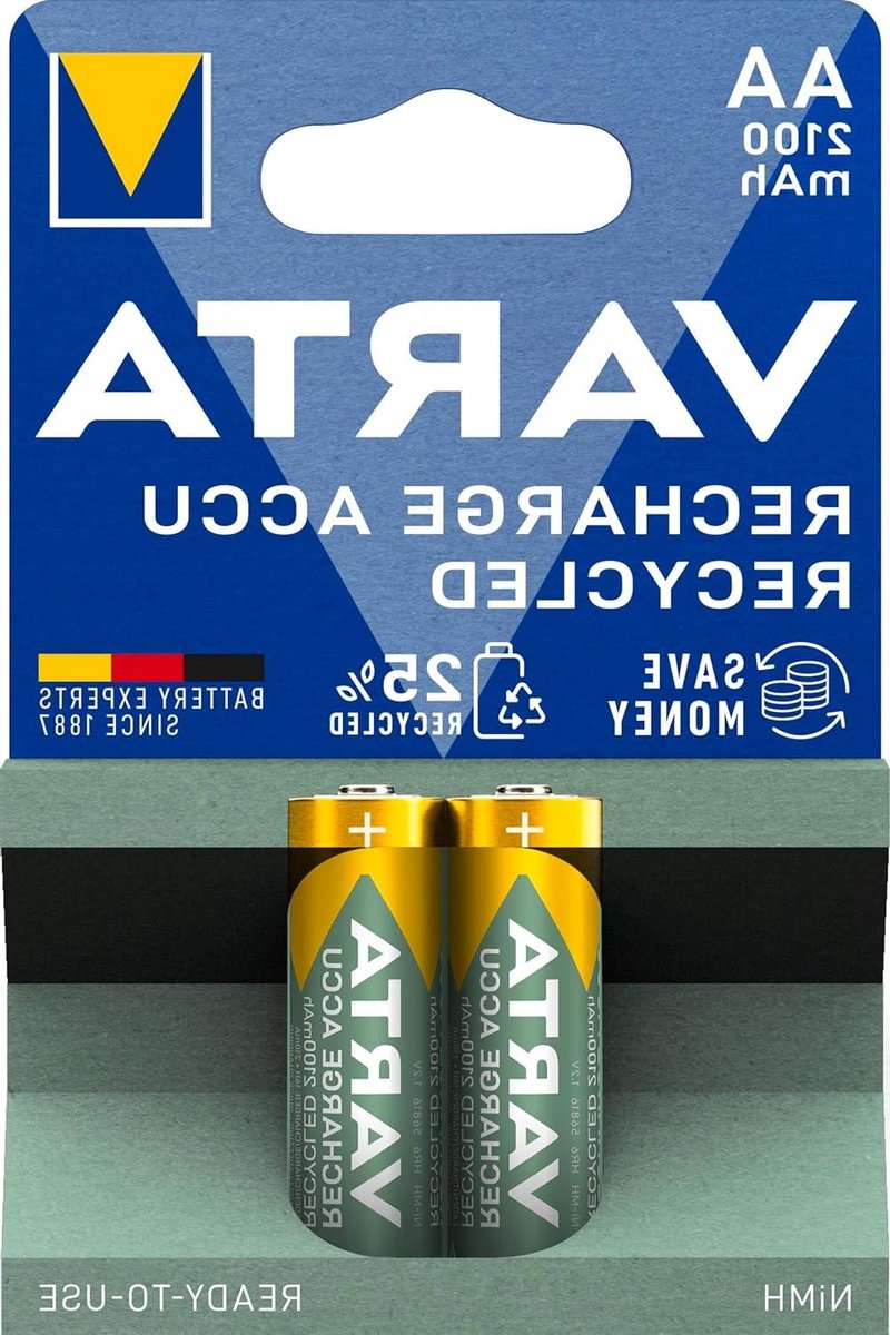Oplaadbare Batterijen - AAA Micro - Dagelijks Gebruik - Gemaakt van Hergebruikt Materiaal - 2 Stuks 2100mAh - Grijs