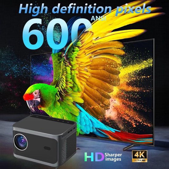 4K Beamer - Home Cinema - Films Kijken - Android TV Ingebouwd - 16 x 13 x 20 cm - Zwart — afbeelding 2